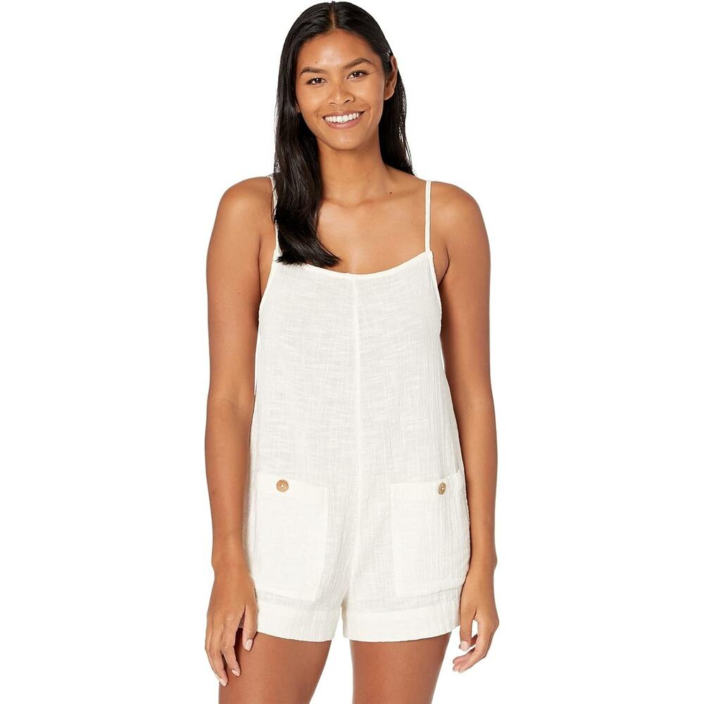 Rip Curl Classic Onesie Surf Skate Beach Cream Linen Romper Size XS